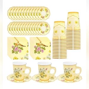 NEW Amazon Movnogift 24 Pack Disposable Tea Party Set Paper Teacups With Handles